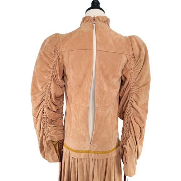 Ulla Johnson Runway Suede Midi Dress Tan Prairie Western Boho Size 0 - Picture 9 of 16